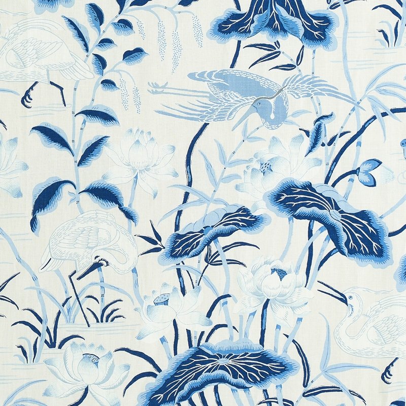 Purchase sample of 179042 Lotus Garden, Porcelain by Schumacher Fabric