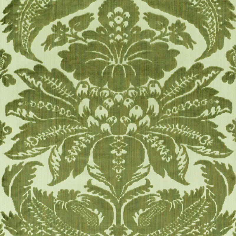 Purchase sample of 73980 Pavia Silk Velvet, Olivine by Schumacher Fabric