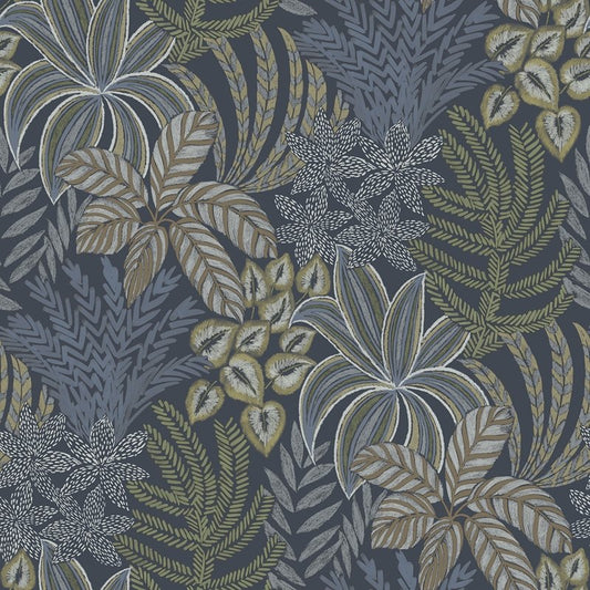 Select 2970-13904 Revival Sumner Navy Woodland Botanical Wallpaper Navy A-Street Prints Wallpaper