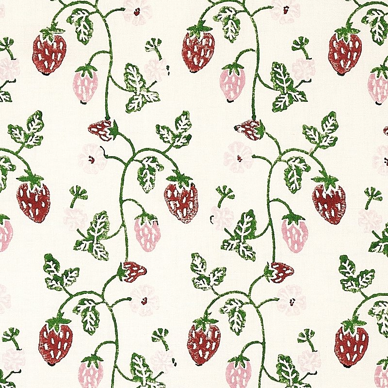 Select 179780 Strawberry Hand Block Print Grass by Schumacher Fabric