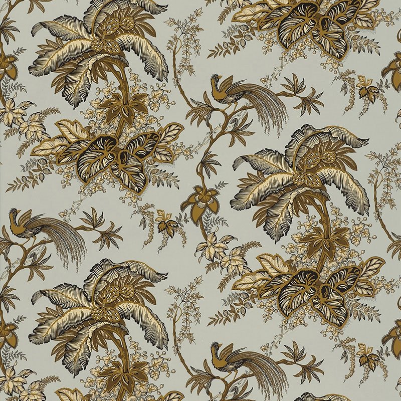 Shop 5004052 Coconut Grove Aqua Tan Schumacher Wallpaper