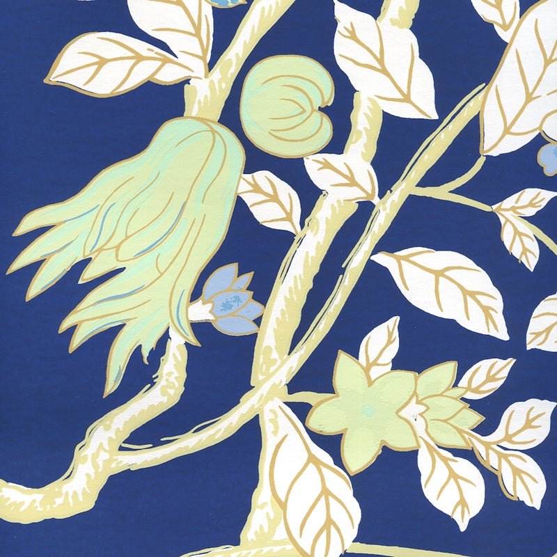 Sample 306068W Happy Garden, Navy on White by Quadrille Wallpaper