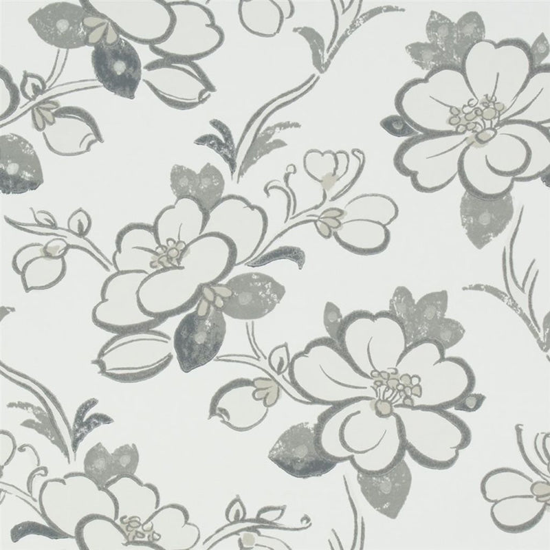 Save P571/03 Lotus Flower Slate by Designer Guild Wallpaper