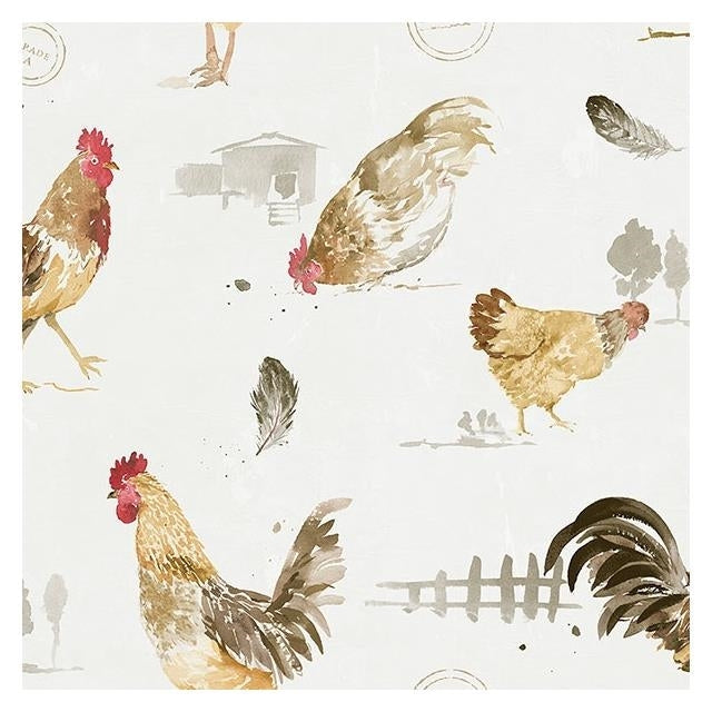 Search FK34433 Fresh Kitchen 5 Neutral Roosters Wallpaper by Norwall Wallpaper