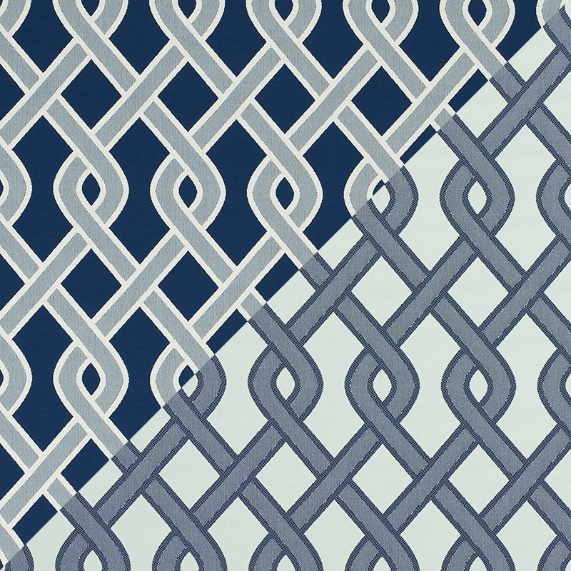 Purchase sample of 79570 Cleo Trellis Indoor/Outdoor, Blue by Schumacher Fabric