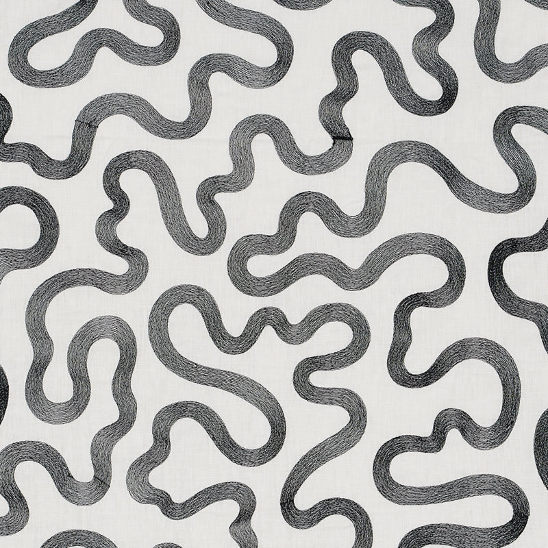 Purchase sample of 80791 Riley Embroidery, Black On Ivory by Schumacher Fabric