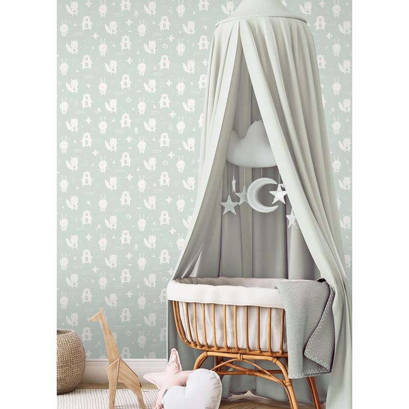4060-91304 Fable Bitsy Mint Woodland Wallpaper by Chesapeake,4060-91304 Fable Bitsy Mint Woodland Wallpaper by Chesapeake2