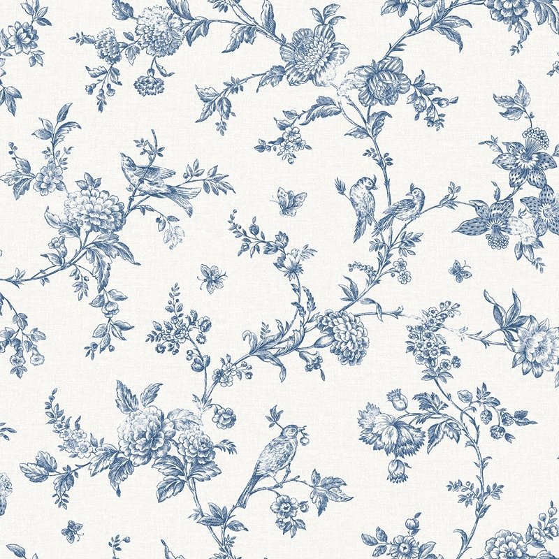 Buy 4072-70064 Delphine Nightingale Navy Floral Trail Wallpaper Navy by Chesapeake Wallpaper