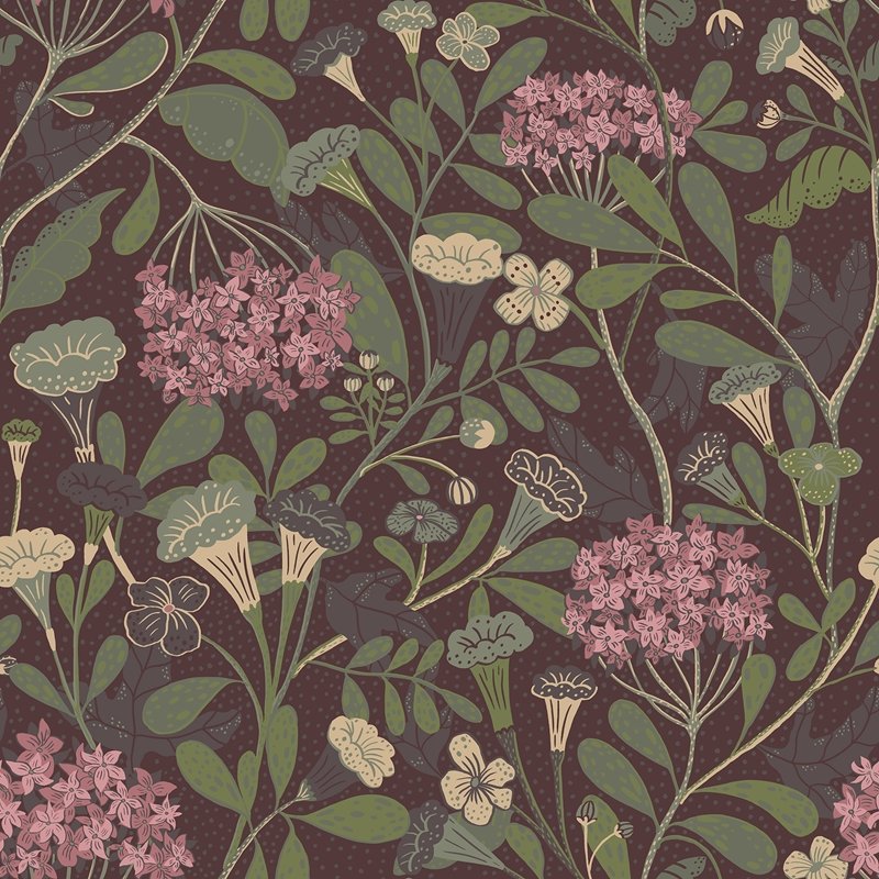 Select 2999-55024 Annelie Hybbe Purple Hydrangea Garden Wine A-Street Prints Wallpaper