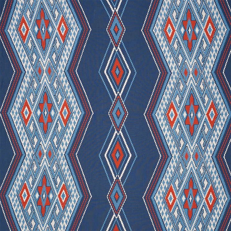 Purchase sample of 78150 Bayeta Embroidery, Blue & Red by Schumacher Fabric