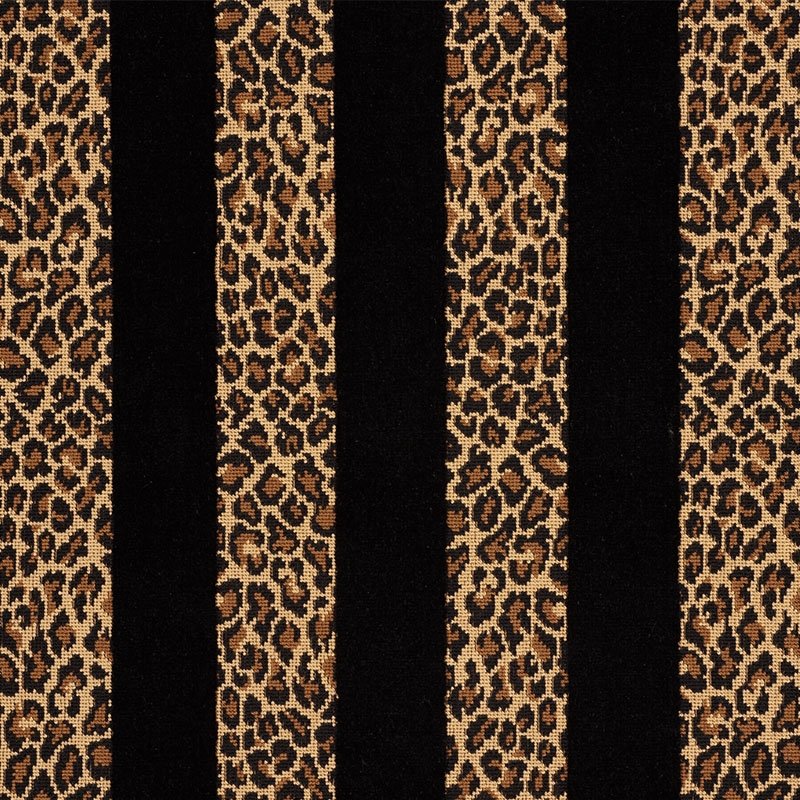 Purchase sample of 77142 Guepard Stripe Velvet, Black by Schumacher Fabric