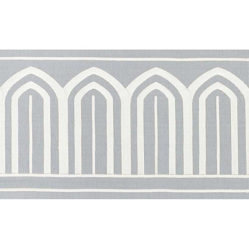 70773 | Arches Embroidered Tape Wide, Sky - Schumacher Fabric