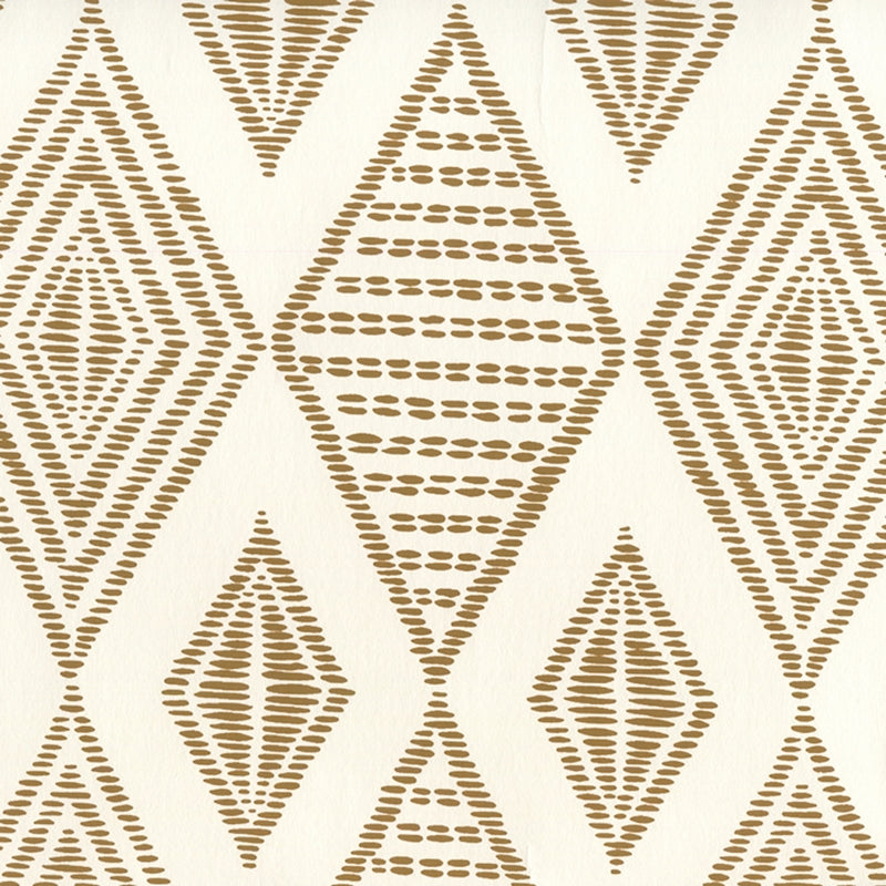 Sample AP850-14 Safari Embroidery, Caramel on Almost White by Quadrille Wallpaper