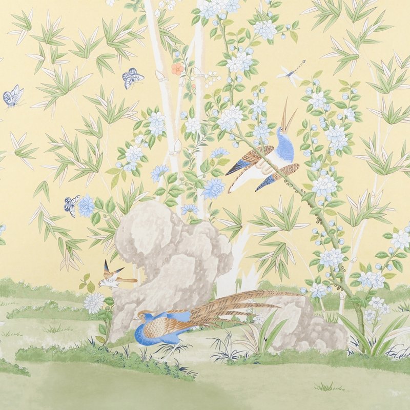 Buy 5007747 Brighton Pavilion Panel Yellow Schumacher Wallcovering Wallpaper