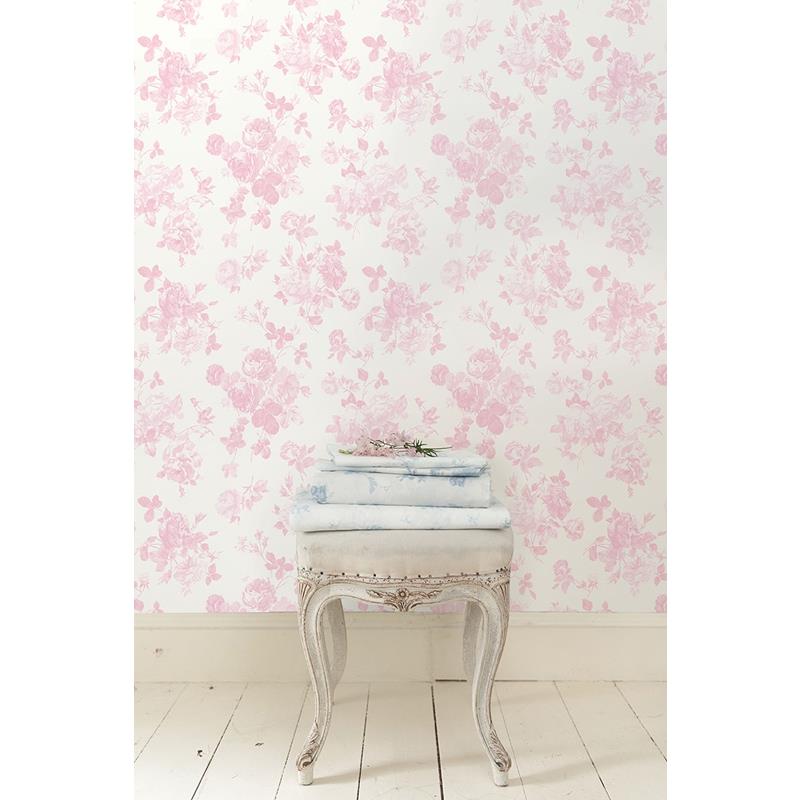 Save on AST4101 LoveShackFancy Everblooming Rosettes Pink Jam Cabbage Rose Bouquets Pink A-Street Prints Wallpaper