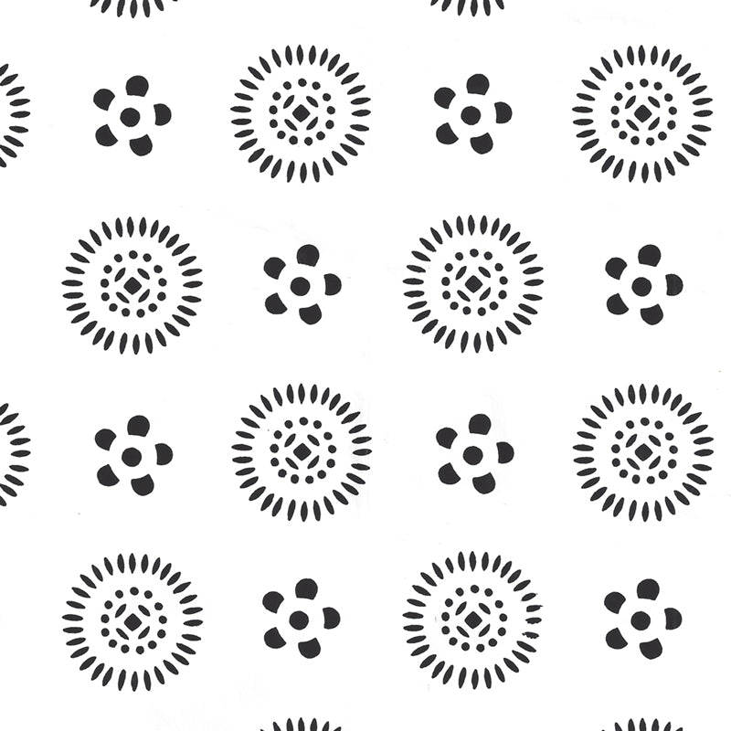 Save 2210-06WWP Cecil Black on White by Quadrille Wallpaper