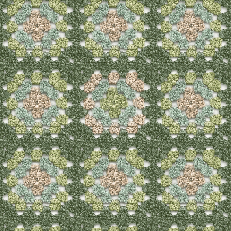 Sample 3124-13863 Thoreau, Maud Green Crochet Geometric Wallpaper by Chesapeake