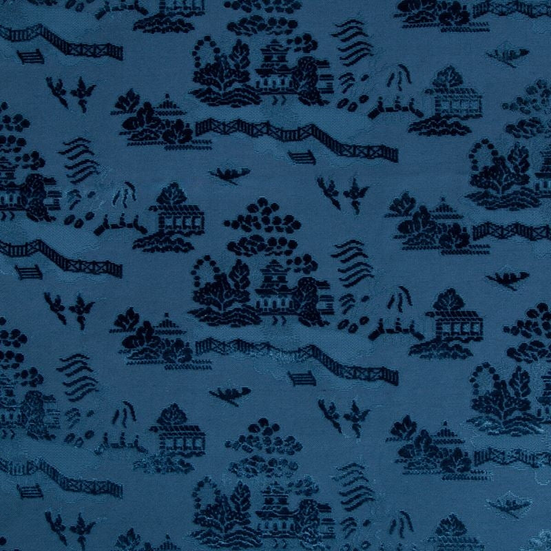 Shop 8017129-50 La Pagode Velvet Navy Modern Chinoiserie by Brunschwig & Fils Fabric