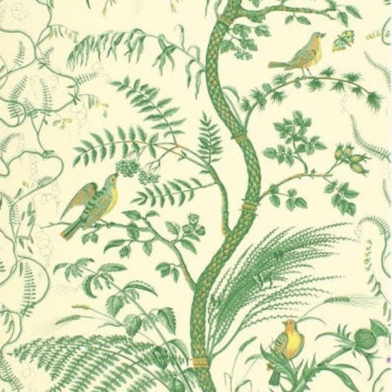 Sample BR-69518.435 Bird And Thistle Green Brunschwig and Fils