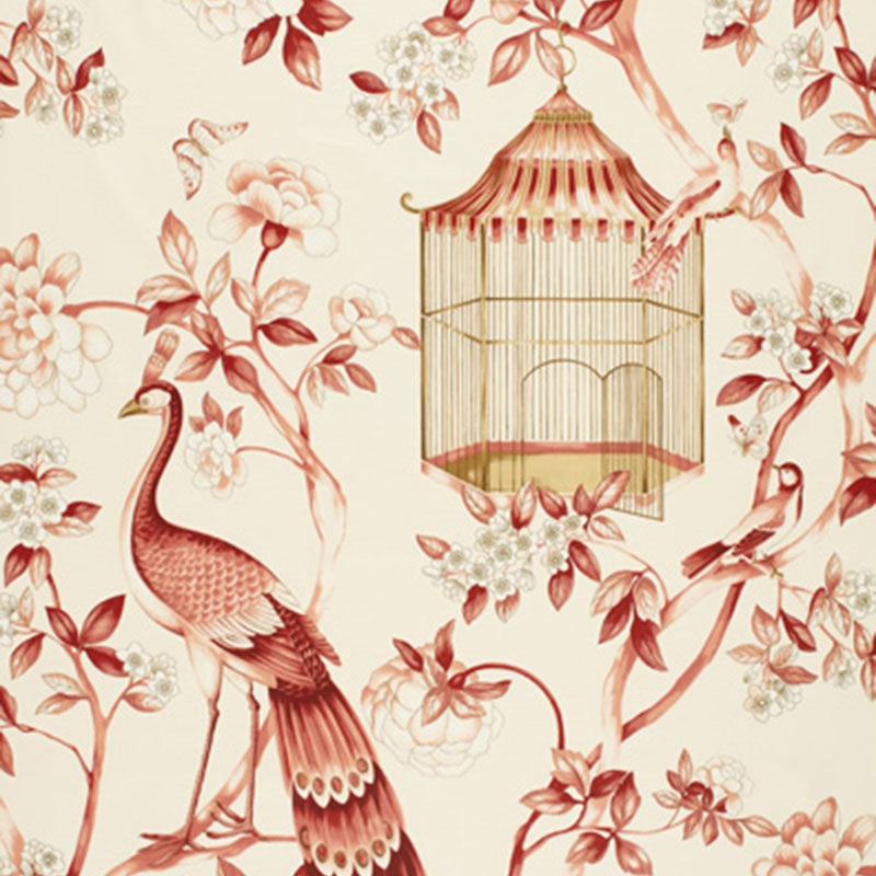 Purchase sample of 173442 Oiseaux Et Fleurs, Cinnabar by Schumacher Fabric