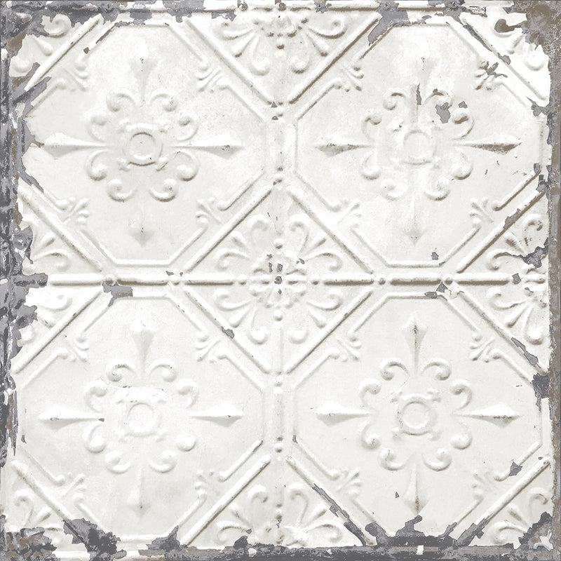 Sample 3115-NU2213 Farmhouse, Gallery Off-White Vintage Tin Tile by Chesapeake Wallpaper