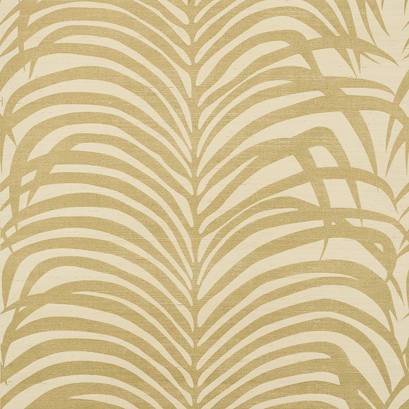 View 5008220 Zebra Palm Sisal Gold On Ivory Schumacher Wallpaper