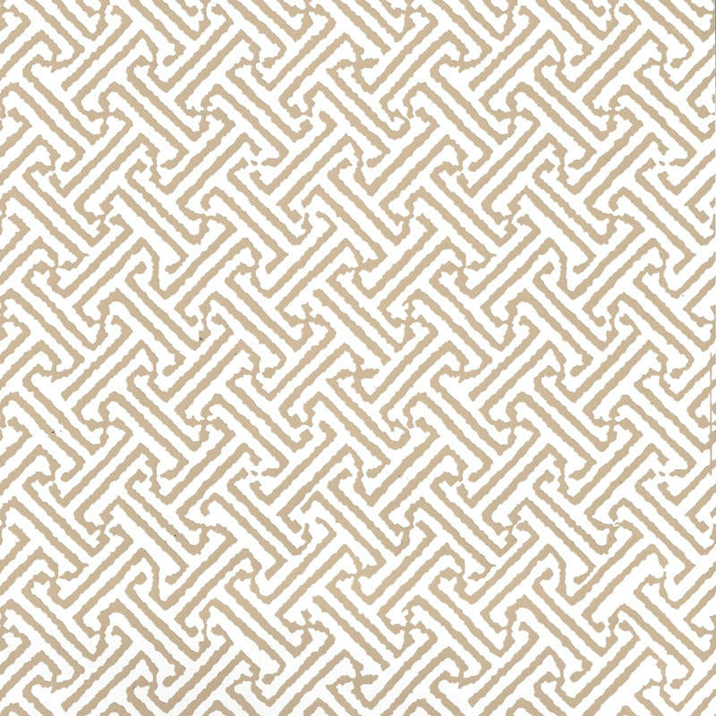 Sample 622-25 Java Petite, Taupe On White by Quadrille Wallpaper