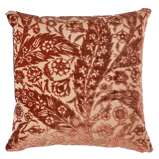 So8078105 | Saz Paisley Velvet 20" Pillow, Terracotta - Schumacher Furniture and Accessories