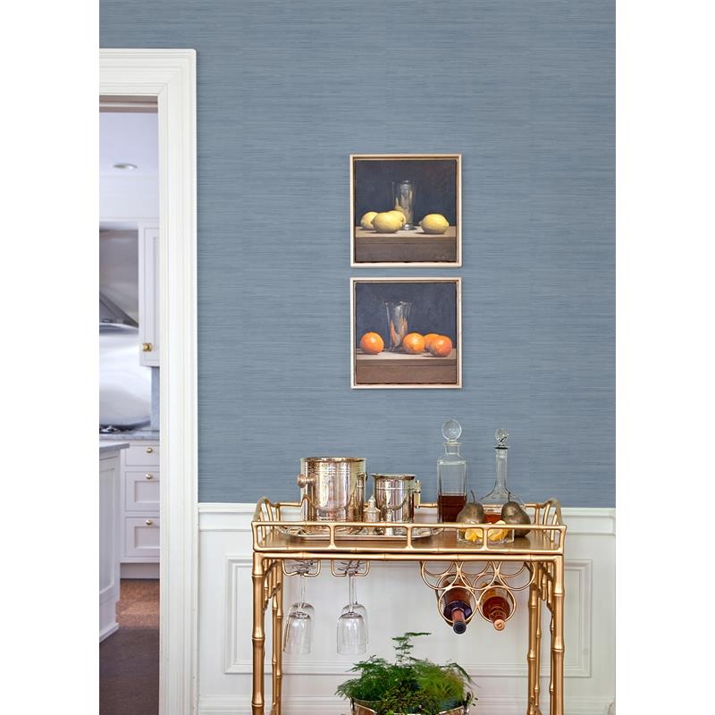 SSS4572 Society Social Mineral Blue Classic Faux Grasscloth Peel &amp; Stick Wallpaper by NuWallpaper2