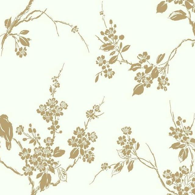 Save SS2590 Silhouettes Imperial Blossoms Branch Metallic Gold York Wallpaper