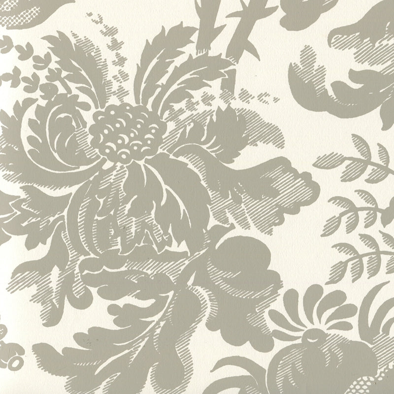 Sample 306086W Des Gardes, Gray On Off White by Quadrille Wallpaper