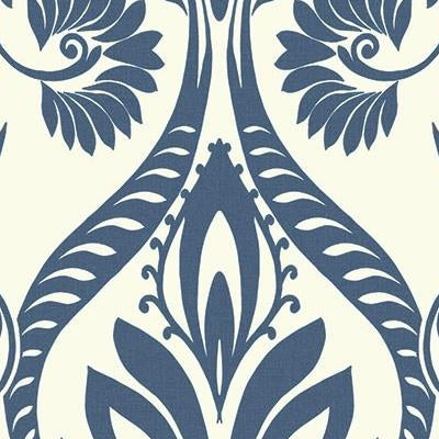 Select TA21002 Tortuga Blue Damask by Seabrook Wallpaper