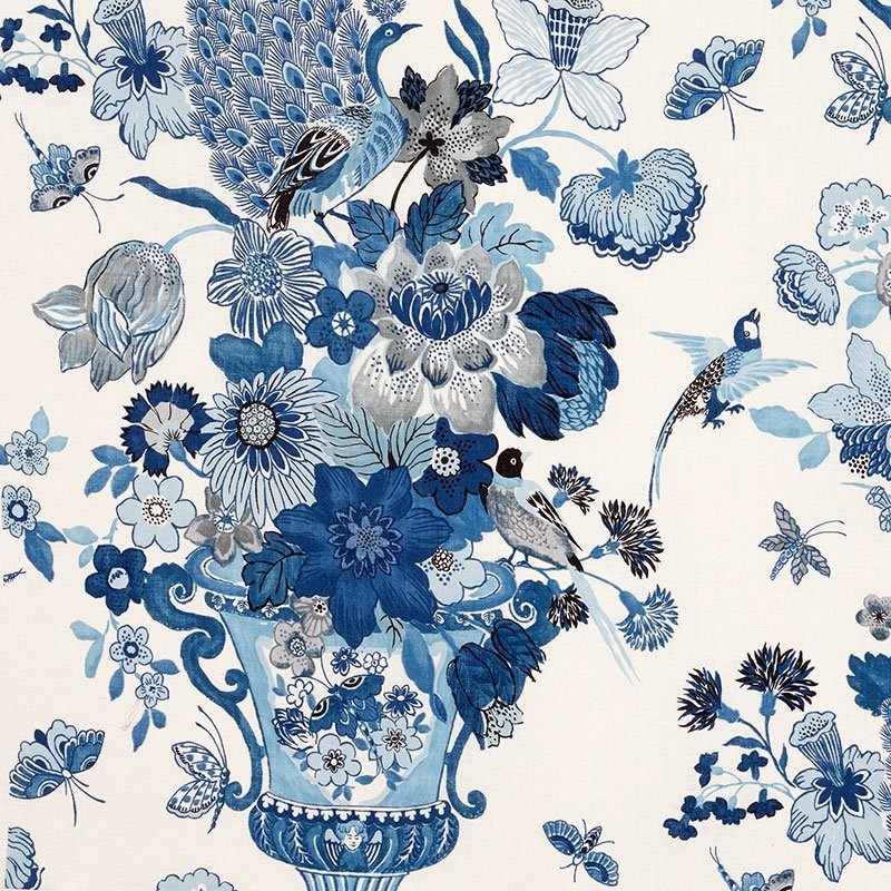 Purchase sample of 173073 Lansdale Bouquet, Porcelain by Schumacher Fabric