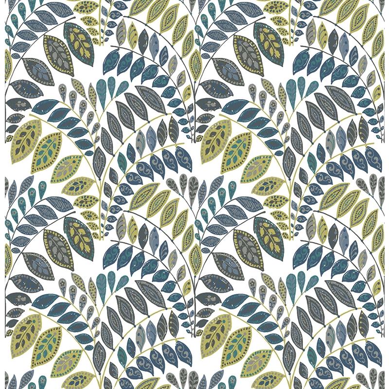 Sample 2821-25142 Folklore. Fiddlehead, Green by A-Street Wallpaper