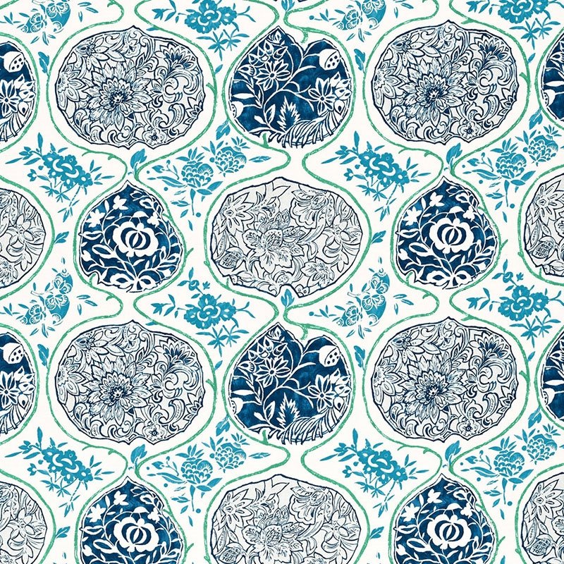 Purchase sample of 2620935 Katsugi Cobalight  Turquoise by Schumacher Fabric