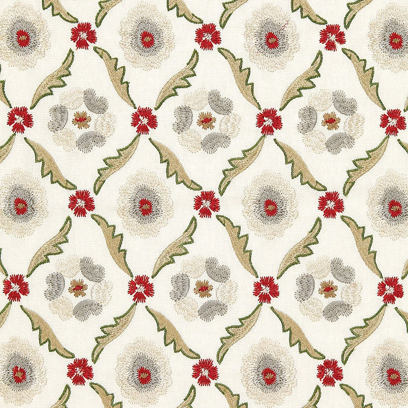 Purchase sample of 65740 Claremont Embroidery, Crimson by Schumacher Fabric