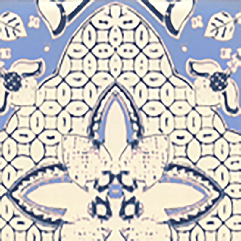 Sample 6430-01WP New Batik, French Blue Navy On Off White by Quadrille Wallpaper