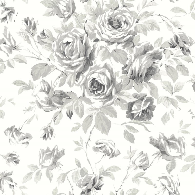 Select 4072-70026 Delphine Manon Charcoal Rose Stitch Wallpaper Charcoal by Chesapeake Wallpaper
