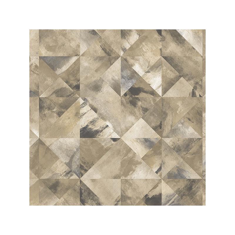 Sample FW36821 Fresh Watercolors, Neutral Mosaic Wallpaper in Ochre, Brown Greys by Norwall