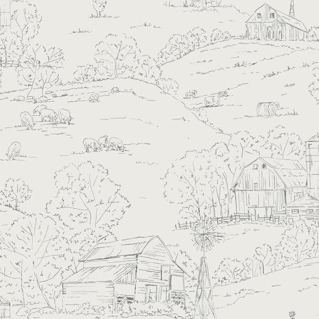 Acquire FH4033 Simply Farmhouse Pasture Toile Beige/Gray York Wallpaper