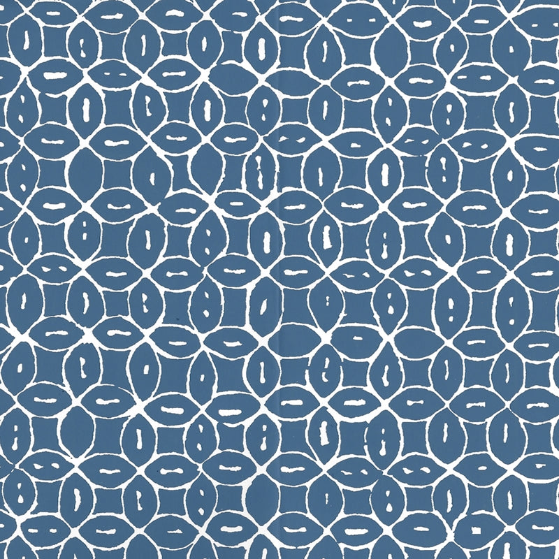 Sample 6455-05WWP Melong Batik Reverse, Navy on White by Quadrille Wallpaper