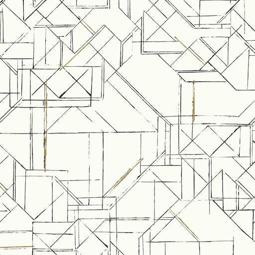 Find PSW1050RL Line Art Geometrics Black Peel and Stick Wallpaper