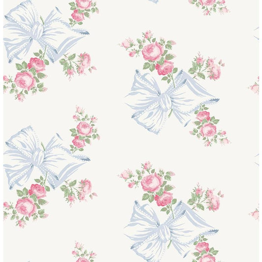 Save on AST4113 LoveShackFancy Rosa Beaux Pastel Blue Large Bow Spot Pastel Blue A-Street Prints Wallpaper