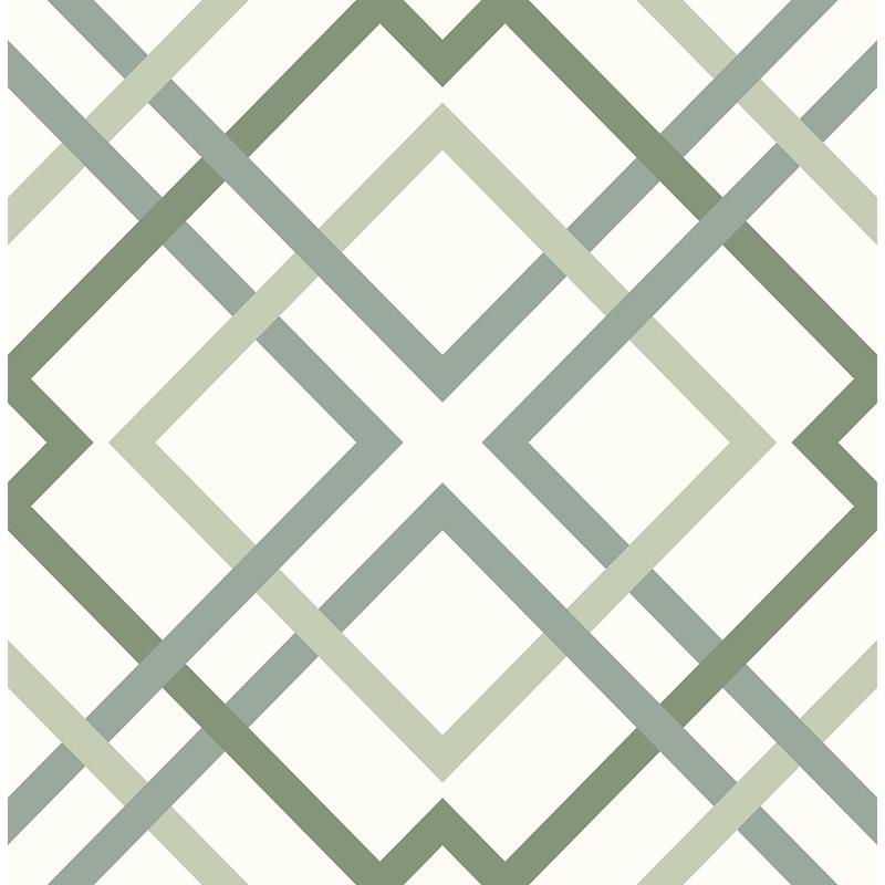 Sample 2901-25437 Perennial,  Saltire Emile Green Lattice Wallpaper by A Street Prints