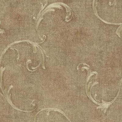 Looking 2601-20833 Brocade Brown Scroll wallpaper by Mirage Wallpaper
