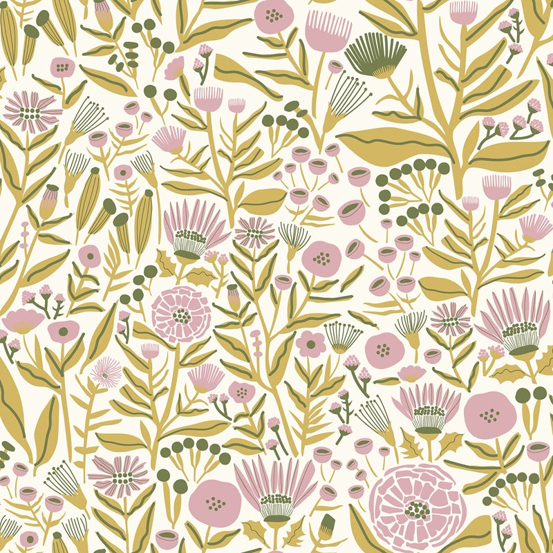 Sample LDS4587 Leah Duncan, Yellow Marigold Forest Peel and Stick Wallpaper by NuWallpaper