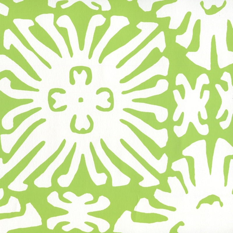 Sample 2485WP-02 Sigourney Reverse Small Scale, Jungle Green on White by Quadrille Wallpaper