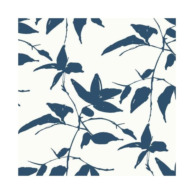 Sample - AF6510 Tea Garden, Persimmon Leaf Blue, White by Ronald Redding