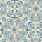 Sample NUS2235 Blue Florentine Tile, Flowers Peel and Stick Wallpaper