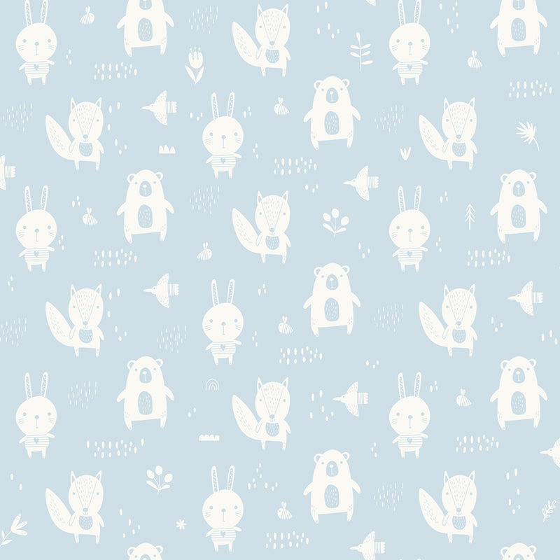 Find 4060-91311 Fable Bitsy Sky Blue Woodland Wallpaper Sky Blue by Chesapeake Wallpaper